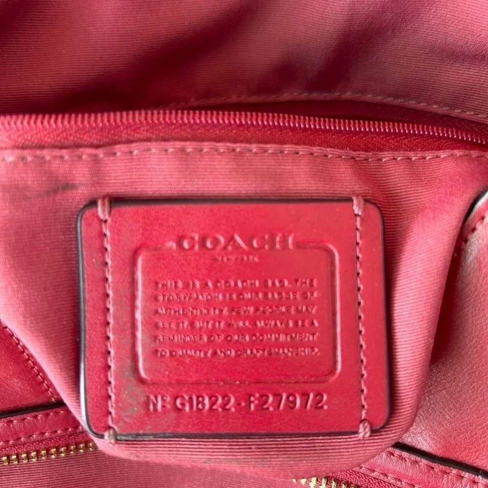 Coach EUC Red Leather Trim and Signature Print Handbag with matching wallet - Picture 7 of 7